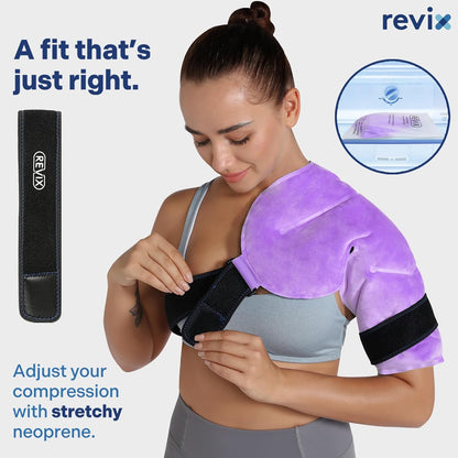 REVIX Shoulder Ice Pack for Rotator Cuff Cold Therapy, Arm Gel Ice Pack for Injuries Reusable, Flexible Cold Compression Wrap for Post-Workout Recovery, Fatigue and Shoulder Discomfort, Blue