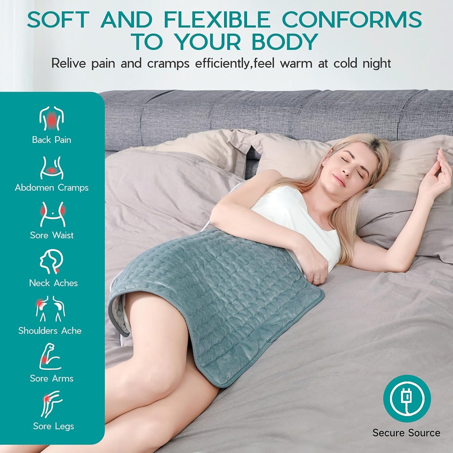 Heating Pad for Period Cramps, Heating Pad for Back/Neck/Shoulder Muscle Pain, 6 Heating & 4 Timer Setting, Auto Shut Off, Dry/Moist Heat & Machine Washable, Birthday Christma s Gifts for Women Mom