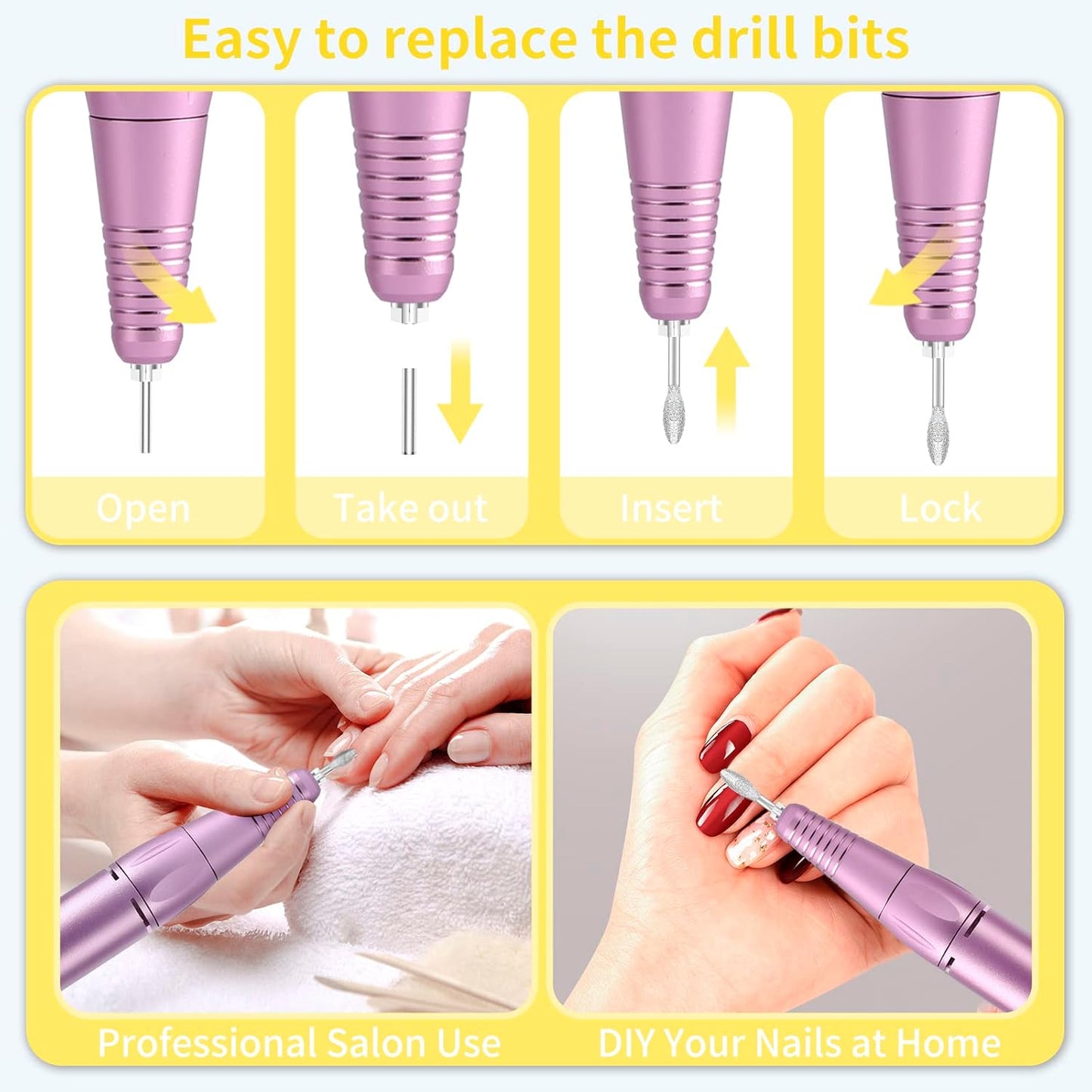MOCOWIND Portable Nail Drill Professional 35000 RPM, Electric Nail E File