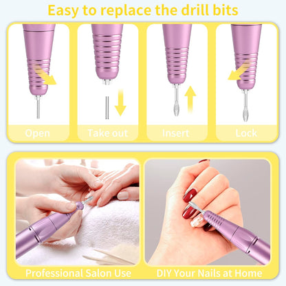 MOCOWIND Portable Nail Drill Professional 35000 RPM, Electric Nail E File