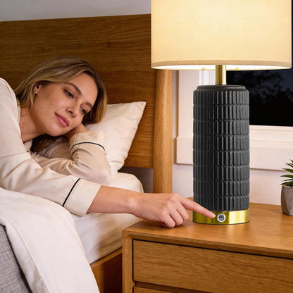 PoKat Touch Bedside Table Lamps with 2 USB for Bedroom Living Room, 25''