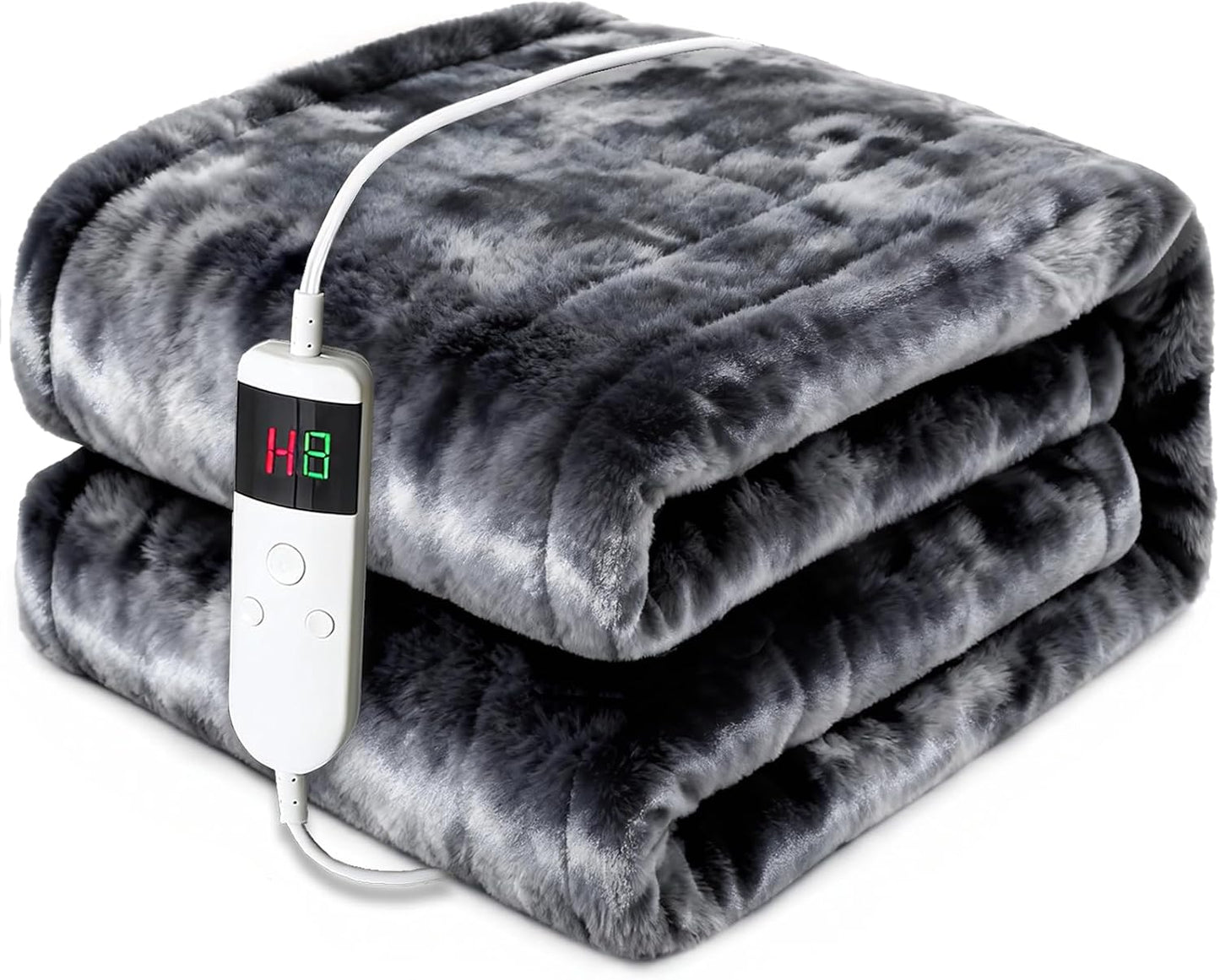 Heated Electric Blanket Throw 50''x60'' - Fast Tie-Dye Heating Blanket, Washable Heat Blanket 10 Heating Settings, 8h Timer Auto Off & Heated Protection, Soft Flannel & Sherpa Material
