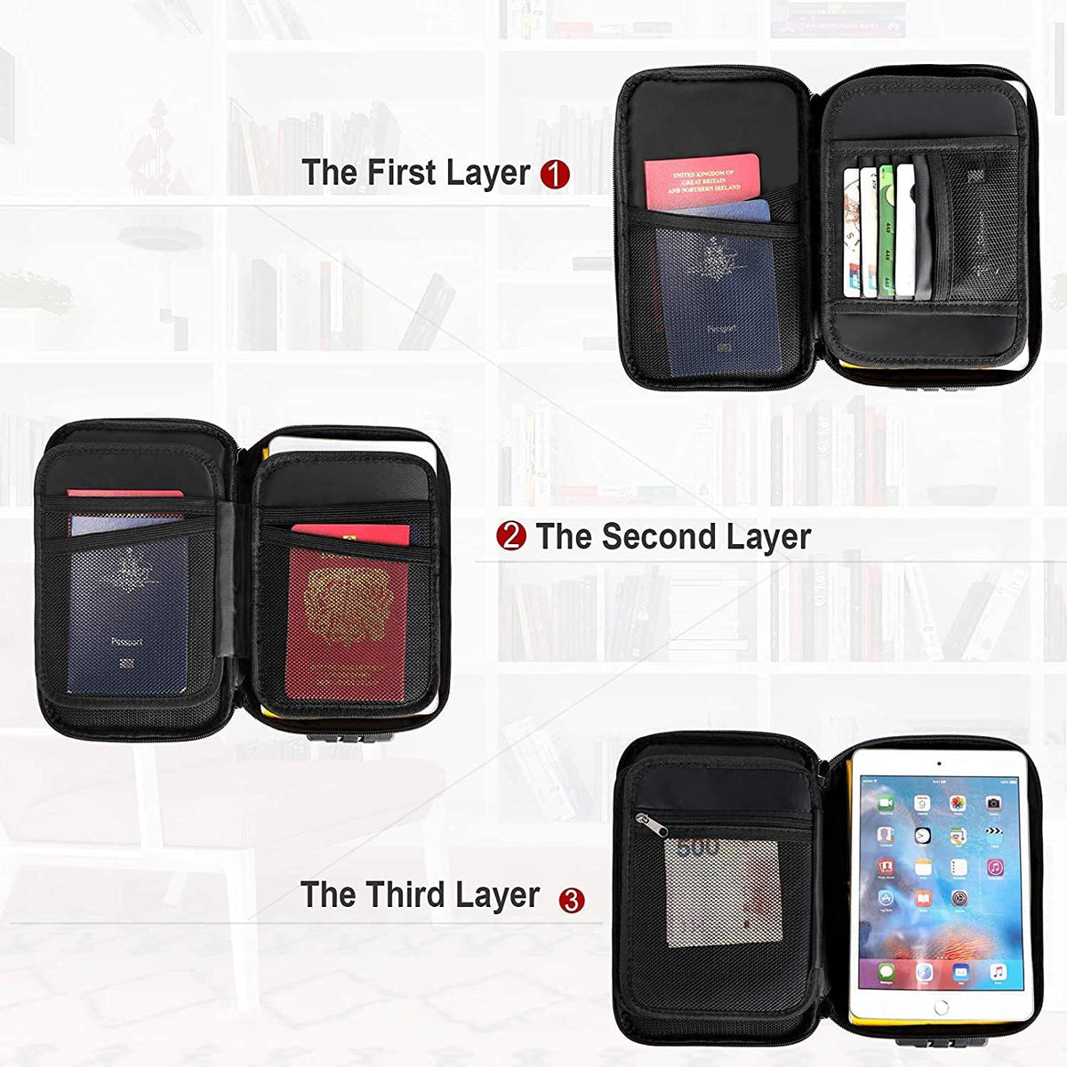 ENGPOW Small Fireproof Storage Organizer Case with Lock, 9”x 5.3”x 3.7”