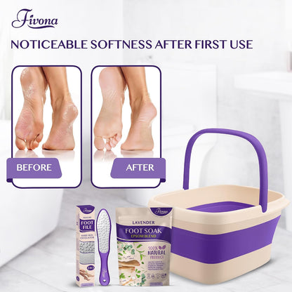 Fivona Tea Tree Foot Soak Blend 14.1 oz - Epsom Salt with Essential Oils for Healthy Toenails, Soothing Relief, Callus Softening - Pedicure Therapy for Soft, Rejuvenated Feet