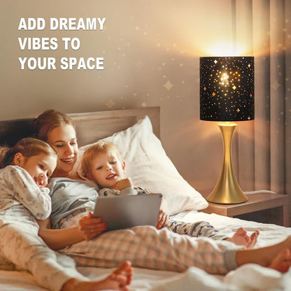 3 Way Touch Control Table Lamp, Dimmable Bedside Desk Lamp with Metal Base Modern Nightstand Lamp Stylish Grey Shade Simple Side Table Lamp for Bedroom, Living Room, Office or Den LED Bulb Included