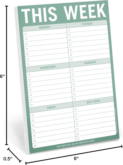 Knock Knock 1-Count This Week Pads, To Do List Notepads, 6 x 9-inches each (Sage Green)