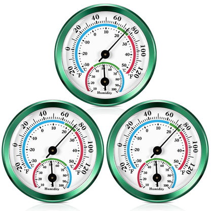 Weewooday 3 Pcs Indoor Outdoor Thermometer 2 in 1 Mini Home Temperature Humidity Hygrometer Monitor Gauge for Home Offices Wall(Silver,2.2 Inch)