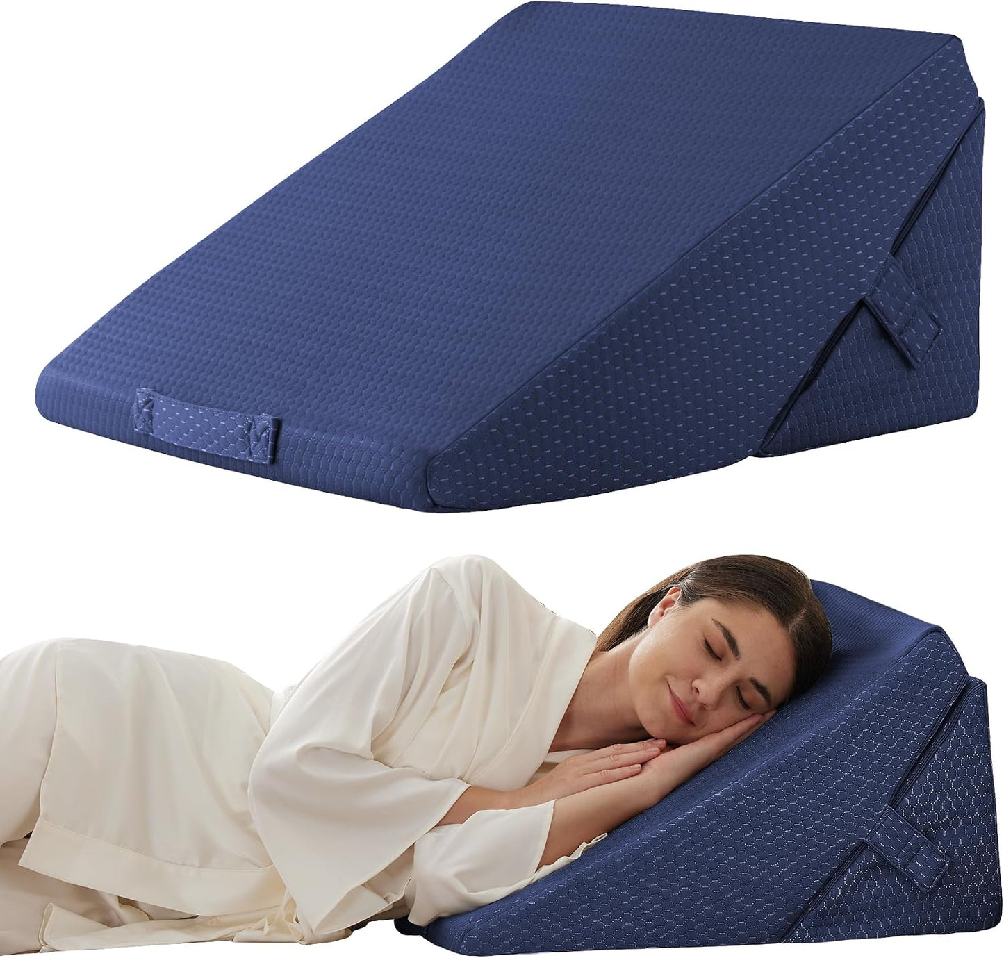 Bedluxe Wedge Pillow Headboard, 3PCS Orthopedic Bed Wedge Pillows Set for After Surgery, Adjustable Pillow Wedge for Acid Reflux&Back Pain Relief, Sleeping, Back Pillow for Bed Sitting Up, White/Grey