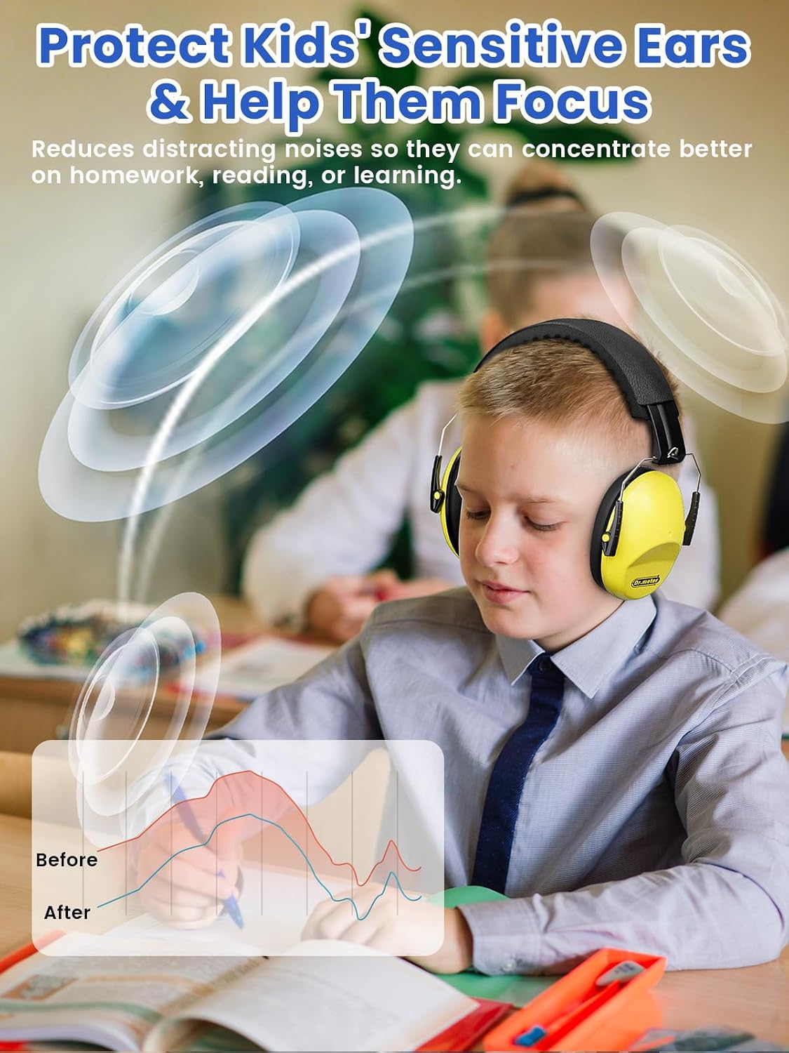 Dr.meter Ear Muffs for Noise Reduction: 27.4SNR Noise Cancelling Headphones for Kids Adults, EM100 Adjustable Hearing Protection Earmuffs for Monster Jam, Autism Sensory, Concerts, Fireworks