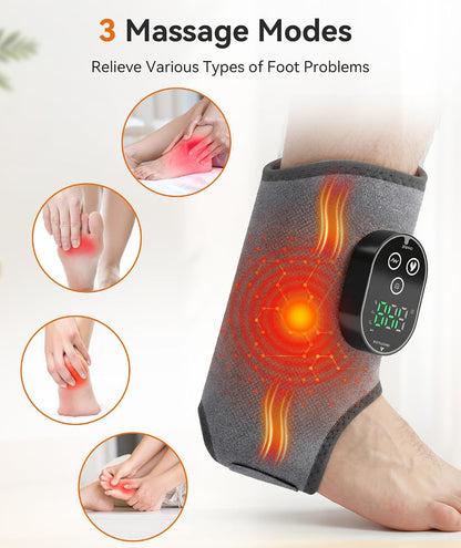 Foot Massager for Neuropathy, Cordless Ankle Massager for Circulation and Pain Relief, Rechargeable Foot and Ankles Heating Pad with Massage, Heated Ankle Brace Gifts for Women and Men Black