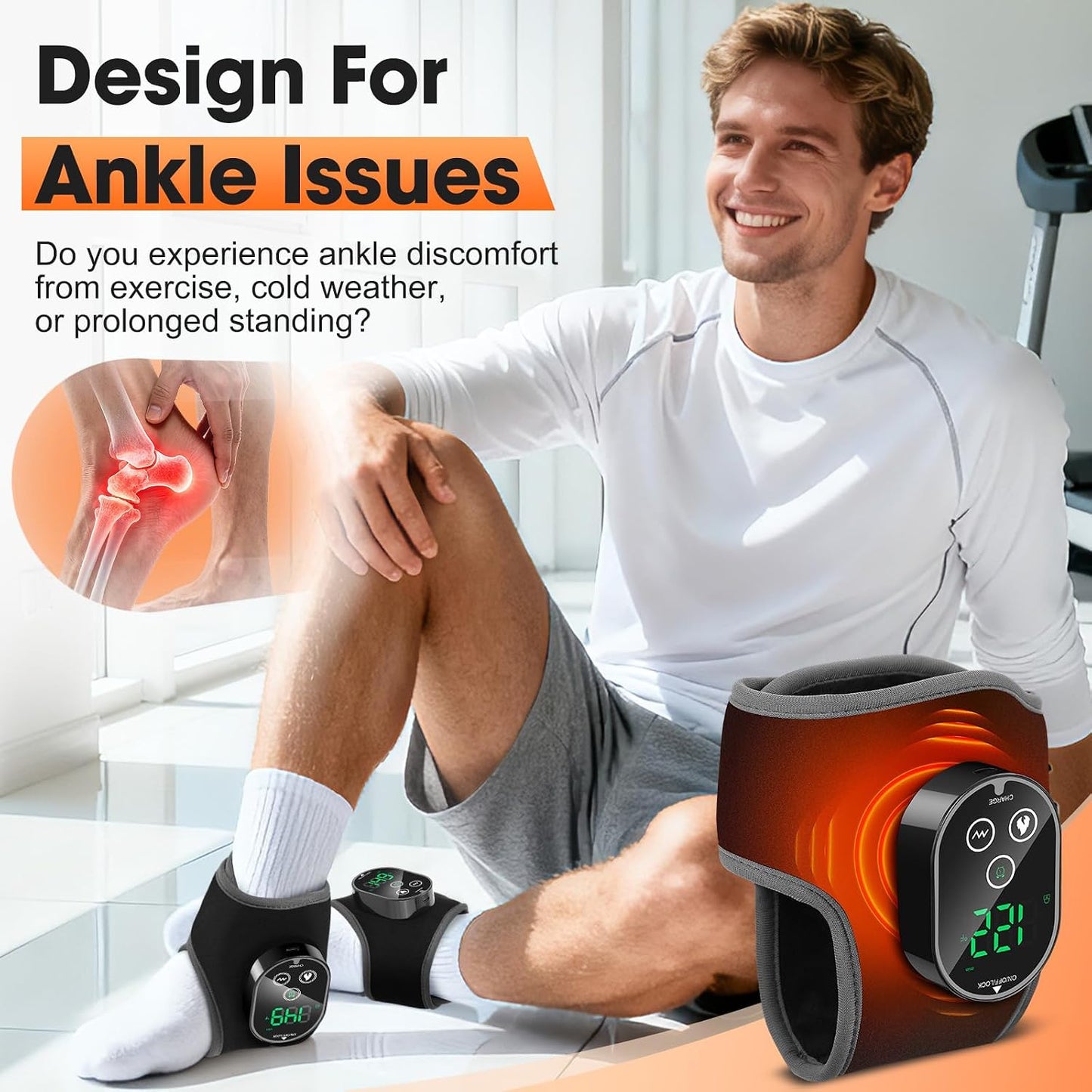 Foot Massager for Neuropathy Plantar Fasciitis Pain Relief, Foot Renew Ankle Massager, Ankle Heating Pad Heated Brace Wrap with 4 Heat Levels and 3 Vibration Modes for Women Men (Grey)