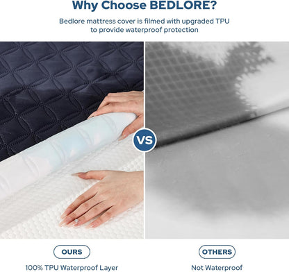 2 Pack Waterproof Mattress Protector, Queen Size Mattress Pad Noiseless with Deep Pocket Fitted for 6"-18", Soft Breathable Dirt-Proof Bed Mattress Cover Washable for Home, Bedroom, Hotel (Gray)