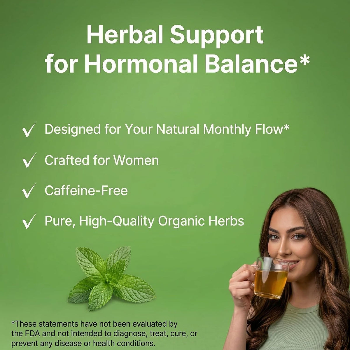 Aluna Well Organic Spearmint Tea – Supports Hormonal Balance and Wellness for Women, 4 Week Loose Leaf Herbal Tea, Caffeine-Free, 2 oz