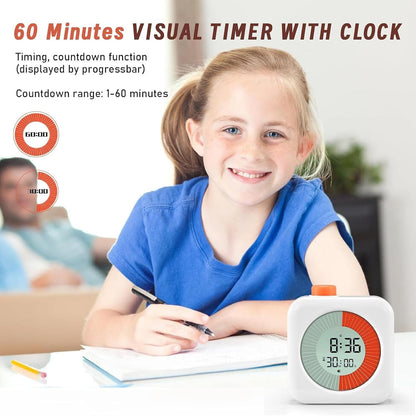 EooCoo Cute School Supplies Visual Timer for Kids, ADHD & Autism, Digital Countdown with Clear Petal-Style Visual Time Progress, Easy-to-Use Time Management Tool for Calm Transitions, Classroom & Home