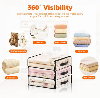 SpaceWhisper Clear Sheet Storage Bags, 6 Pack, 15.7 x 13.8 x 3.9 in