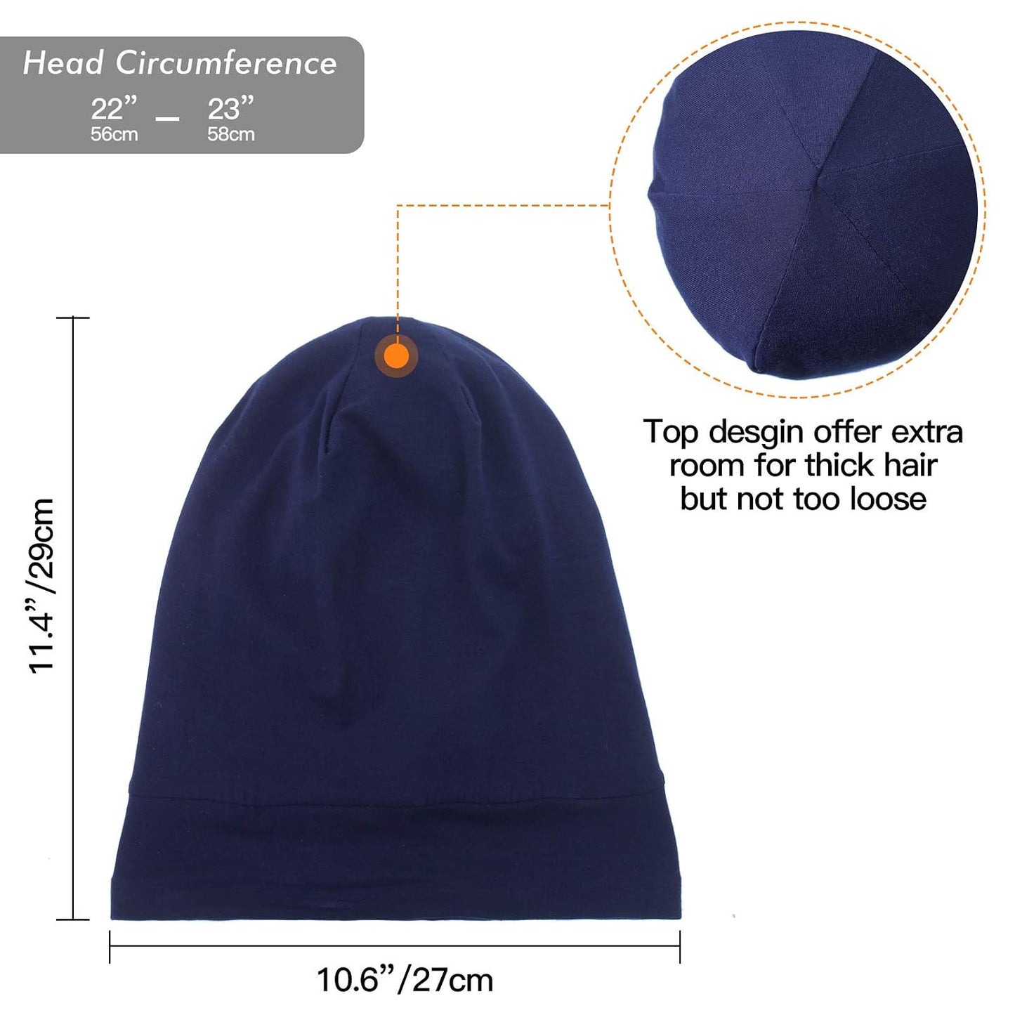 Silk Satin Lined Bonnet Sleep Cap - Adjustable Stay on All Night Hair Wrap Cover Slouchy Beanie for Curly Protection Women and Men Solid Black