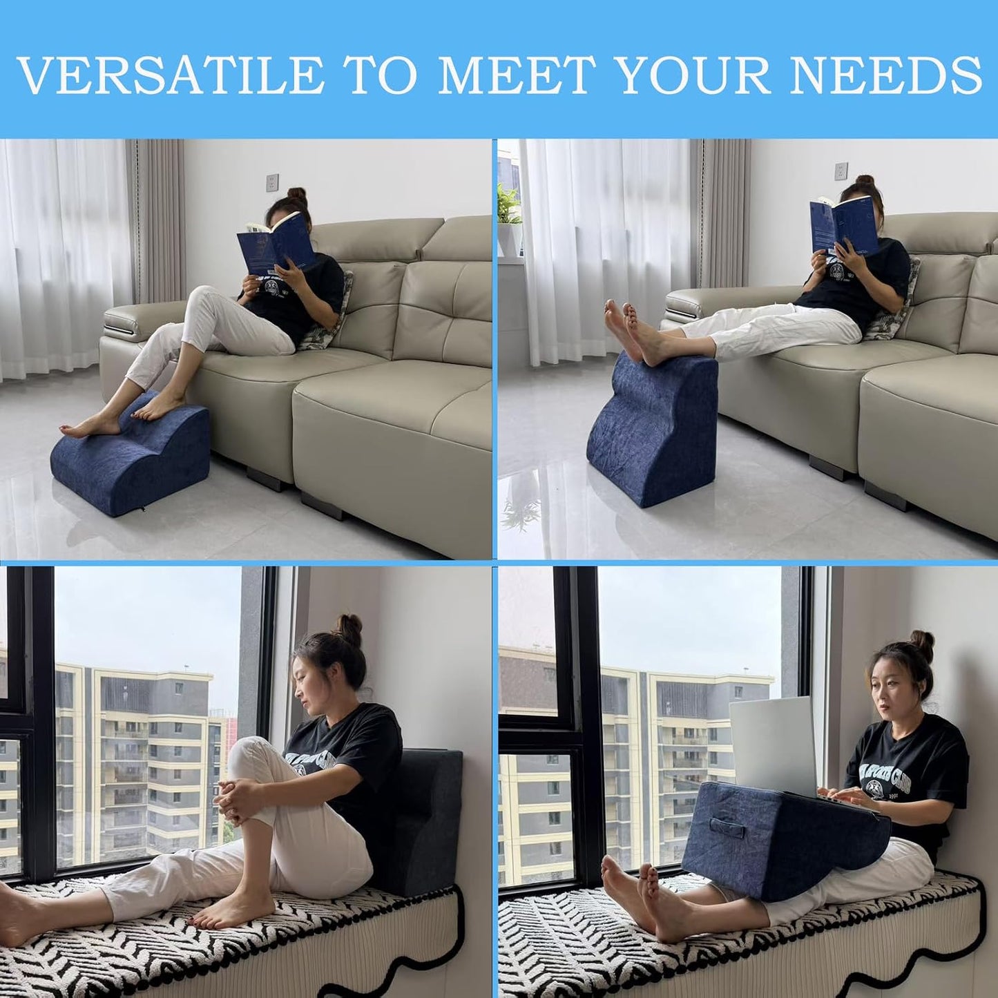 Foot Rest for Under Desk at Work.Multifunctional 3-Tier Foot Stool,with Washable Footrest.for Under Desk,Office Chair Gaming Chair & Sofa,Leg Elevation Pillow,Supports Posture -Dark Grey
