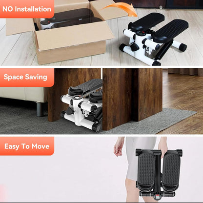 Steppers for Exercise at Home, Mini Stepper with Resistance Bands for Full Body Workout, Portable Stair Stepper for Home, Smooth and Quiet, Stepper Machine with LCD Monitor