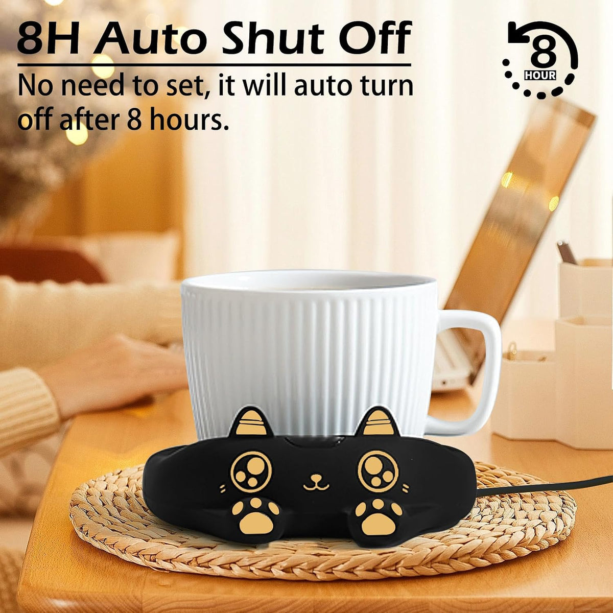 PUSEE Mug Warmer,Coffee Warmer for Desk Candle Warmer Auto Shut Off,Coffee Cup Warmer with 3 Temp Settings,Electric Beverage Warmer Plate for Coffee,Tea,Water Milk and Cocoa(Not Include Cup)