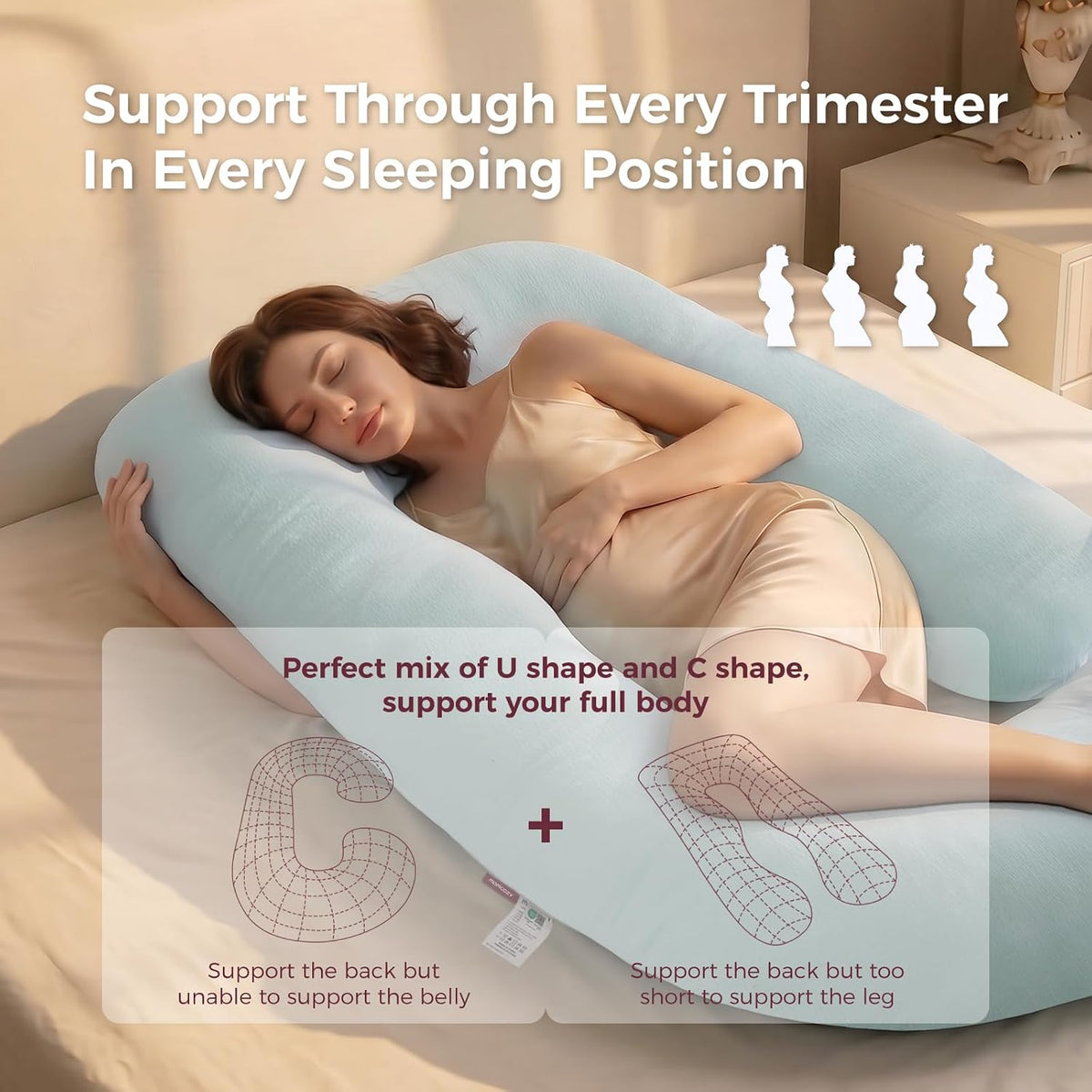 Momcozy Cooling Pregnancy Pillow - U Shaped Full Body Maternity Pillow