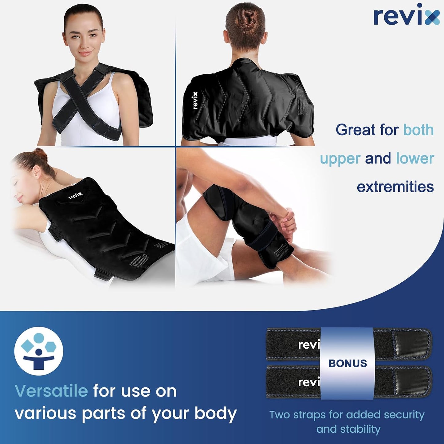 REVIX XXL Full Back Ice Pack Wrap, Reusable Gel Cold Compress for Upper and Lower Back, Long-Lasting Flexible Ice Pack for Muscle Fatigue, Soreness, and Post-Workout Recovery