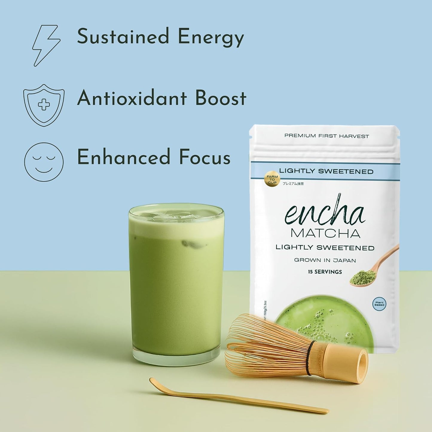 Encha Matcha - Latte Grade Matcha Powder - Unsweetened, First Harvest, Organic Green Tea Powder From Uji, Japan (60g / 2.12 Ounce) Premium for Latte, Smoothie - Caffeine, L-Theanine
