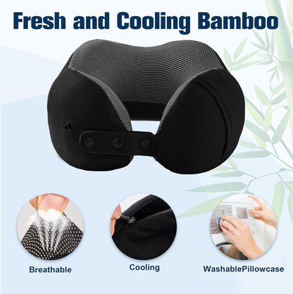 Cirorld Neck Pillow for Traveling, Travel Pillows for Airplanes,100% Pure Memory Foam Travel Neck Pillow, Adjustable Flight Pillow, Portable Plane Accessories with Eye Mask, Earplugs, Carry Bag