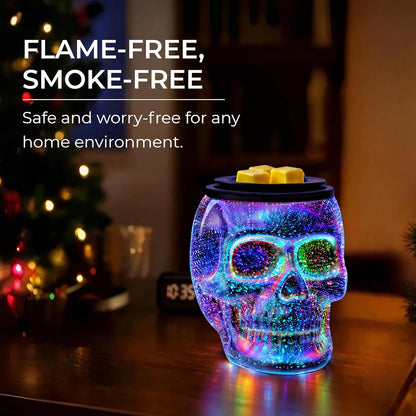 Wax Melt Warmer, Wax Warmer for Scented Wax with Light Bulb, Electric Skull Wax Burner, Halloween Fragrance Wax Melter for Home and Gifts (Rainbow Skull)
