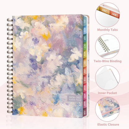 Planner 2026-2027, Weekly and Monthly Calendar Planner, JUL 2026 - JUN 2027 | A5(6.3'' x 8.5''), Hardcover, Agenda Book, Sprial Bound, Inner Pocket, Office and School Use