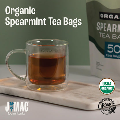 J MAC BOTANICALS Organic Spearmint Tea (50 Teabags), USDA Certified