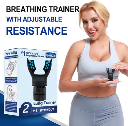 Lung Trainer, Breathing Exercise Device for Lungs, Adjustable Resistance Breathing Trainer for Respiratory Muscle Training | Boost Endurance Performance and Respiratory Fitness