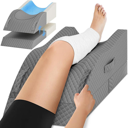 TranquilRelax Elevation Pillows for Leg After Surgery, Memory Foam Adjustable Wedge Pillow for Injury or Rest, Ankle Pillow for Sleeping Blood Circulation, Grey/Single Leg