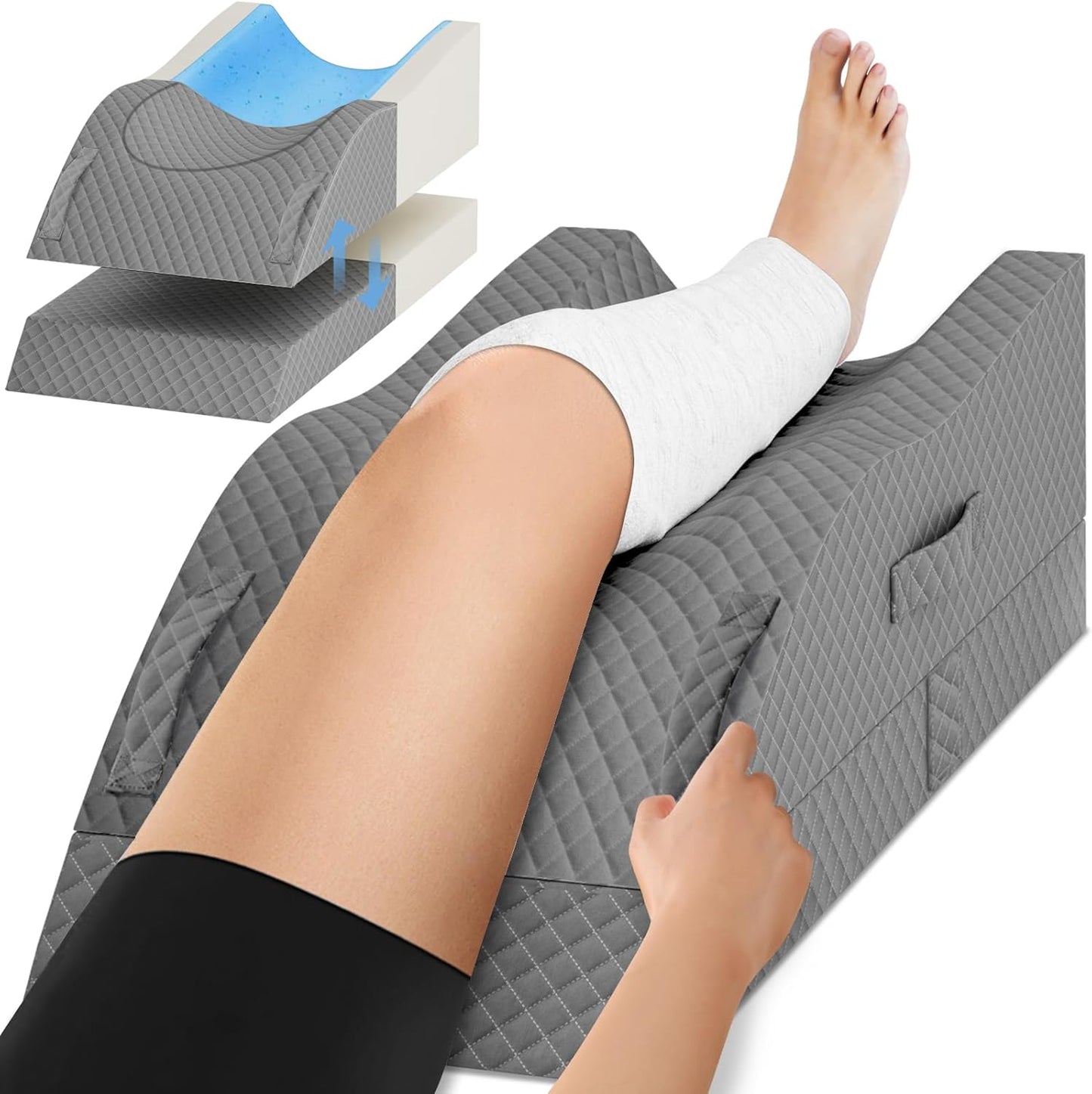 TranquilRelax Leg Elevation Pillows for After Surgery, Wedge Pillow, Grey