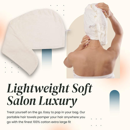 Huge Cotton Hair Towel Wrap for Women (Coral White)
