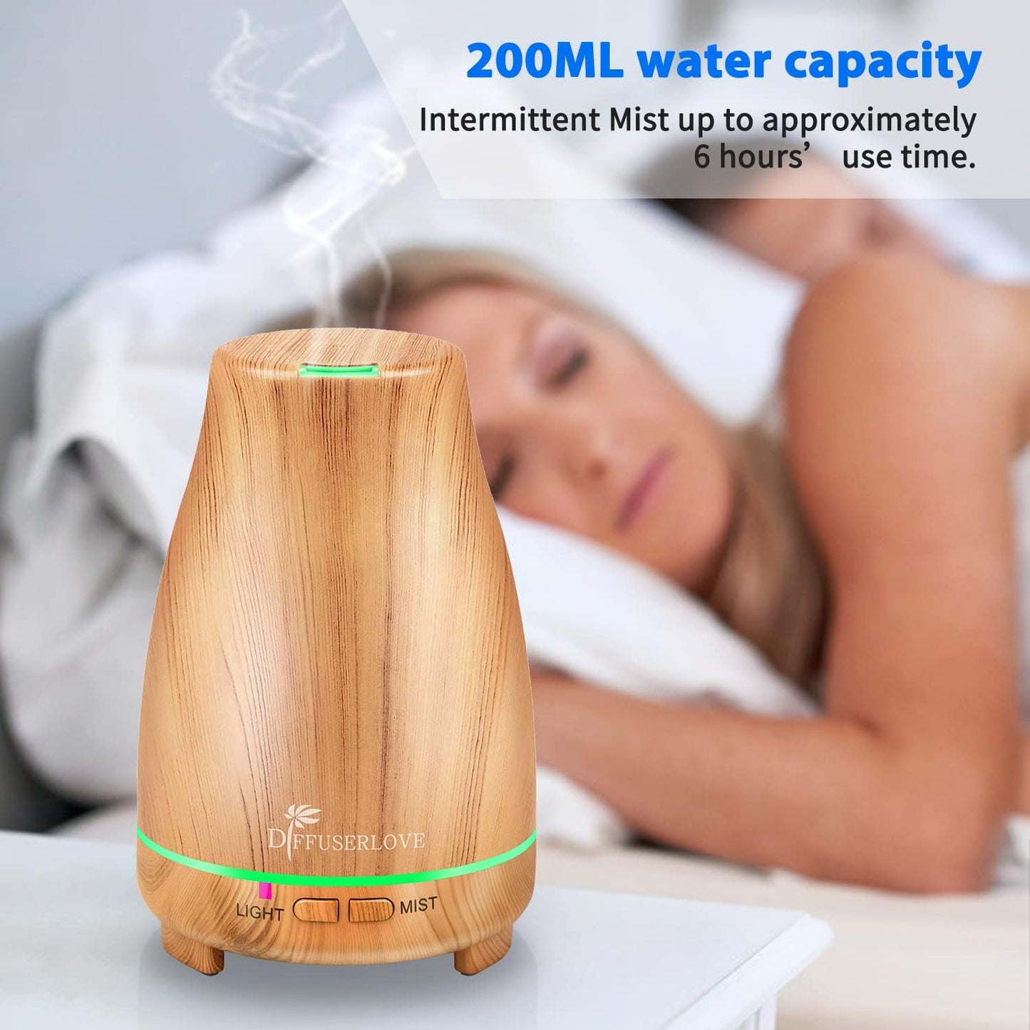 Diffuserlove Diffuser 2 Pack Essential Oil Diffuser 200ML Remote Control Ultrasonic Aromatherapy Diffuser Mist Humidifiers for Bedroom Office Yoga