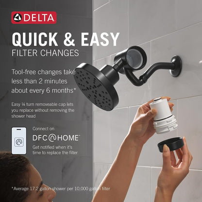 Delta Faucet Clarifi Premium Shower Filter Attachment with Filter, Hard Water Shower Filter, Shower Head Filter, Stainless 5SF100-SS