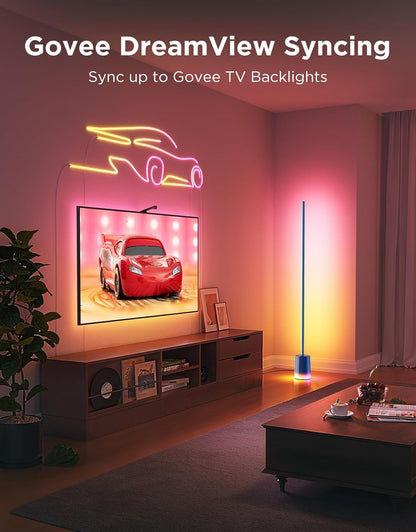 Govee Floor Lamp 2, RGBIC, Warm Cool White LED, Compatible with SmartThings, Matter, Alexa, 1725lm, Music Sync, Scene Modes, Smart Floor Lamp for Living Room, Bedroom, Black(1 Pack)