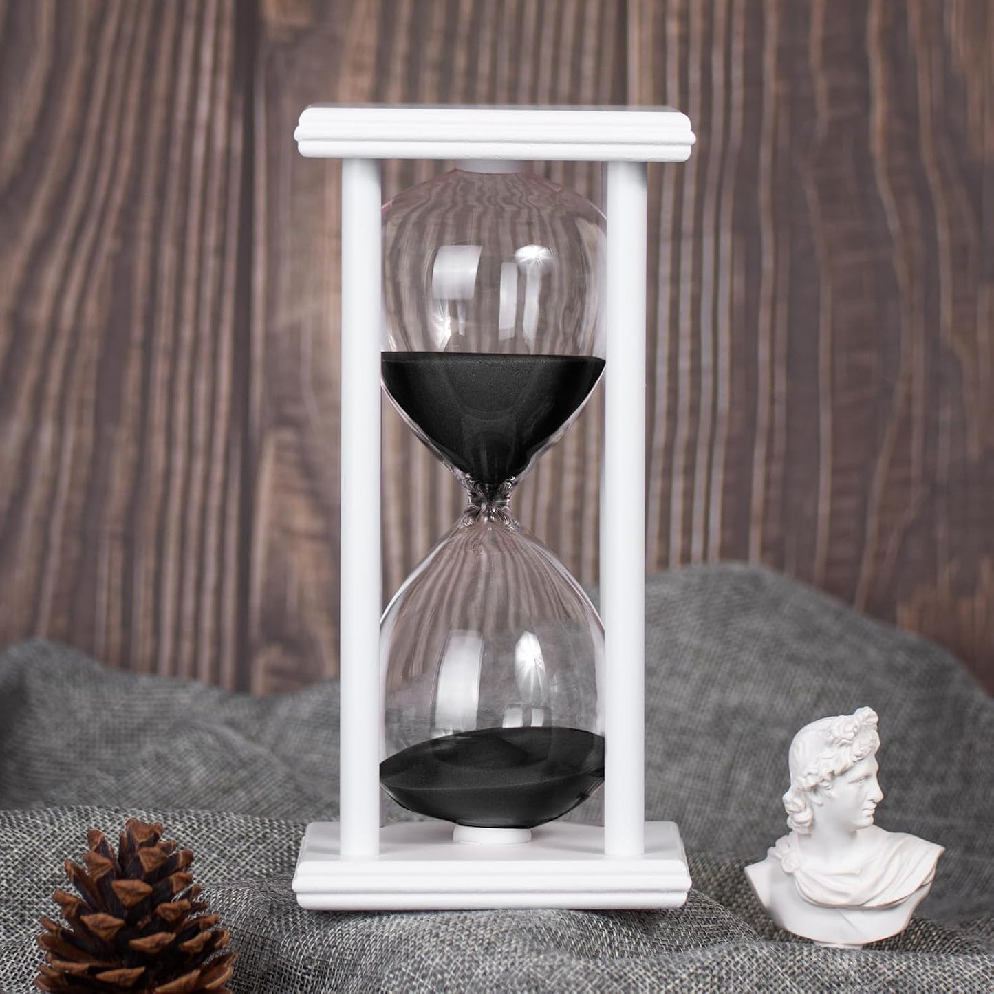 BELLAWARE Hourglass Timer with Red Sand, 60 Minute Wooden Sand Timer | Creative Handcraft Decoration