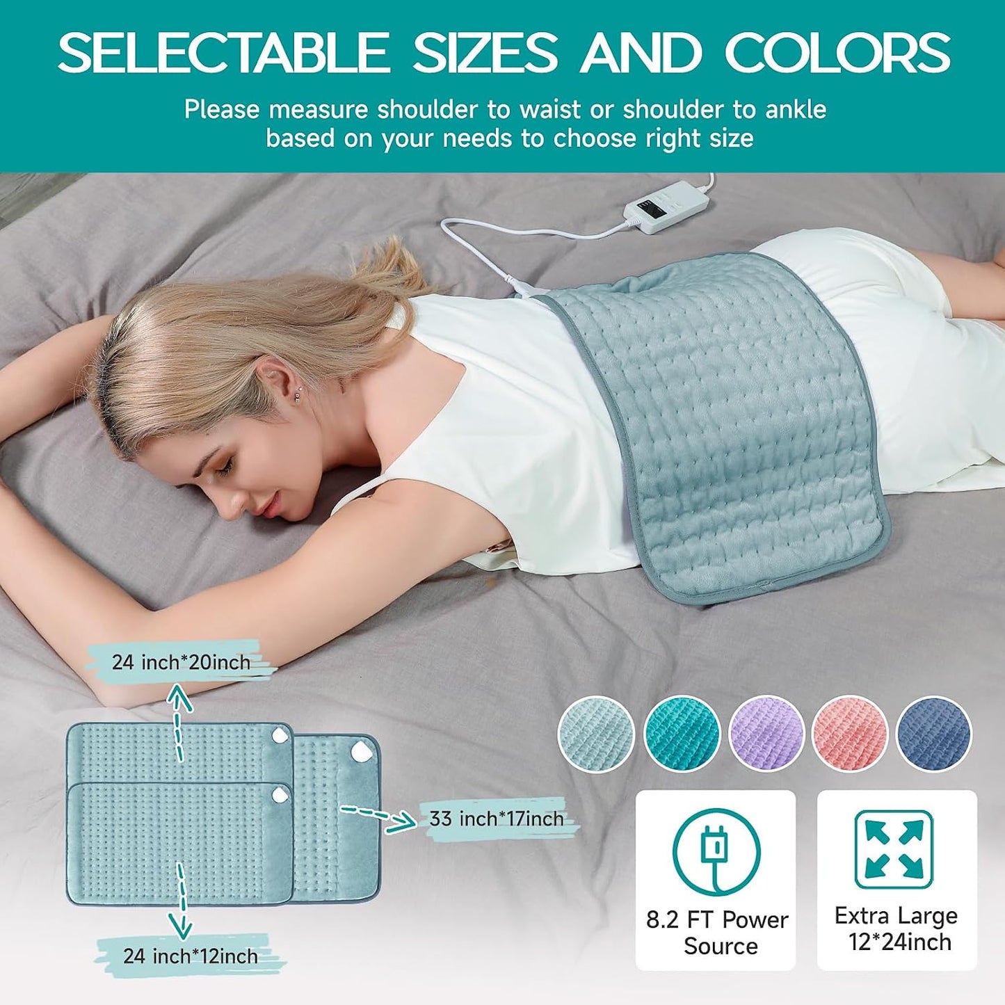 Heating Pad for Period Cramps, Heating Pad for Back/Neck/Shoulder Muscle Pain, 6 Heating & 4 Timer Setting, Auto Shut Off, Dry/Moist Heat & Machine Washable, Birthday Christma s Gifts for Women Mom