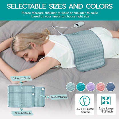 Heating Pad for Period Cramps, Heating Pad for Back/Neck/Shoulder Muscle Pain, 6 Heating & 4 Timer Setting, Auto Shut Off, Dry/Moist Heat & Machine Washable, Birthday Christma s Gifts for Women Mom