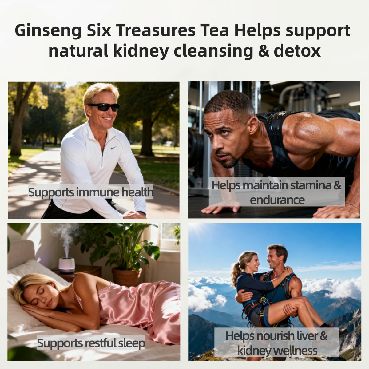 Kidney Tea Formula Ginseng Six Treasure Tea,Natural Chinese Herbal Kidney Cleanse Detox Teabag for Men and Women,(1 Pack/25 Bags)