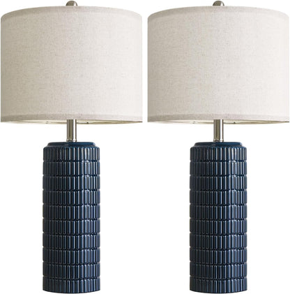 PoKat 23" Modern Ceramic Table Lamp Set of 2 for Living Room White Desk Lamps for Bedroom Farmhouse Bedside Nightstand Lamp House Warming Gifts New Home Decor End Table Lamps Gifts for Women Mom Beige