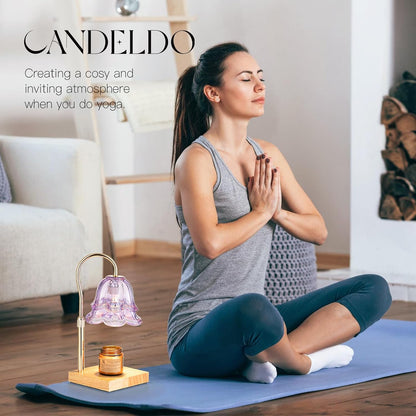 Candeldo Candle Warmer Lamp with Timer: Flower Gold Candle Lamps Height Adjustable Wax Melt House Warming Gifts New Home Decor Mothers Day Birthday Gift for Women Mom