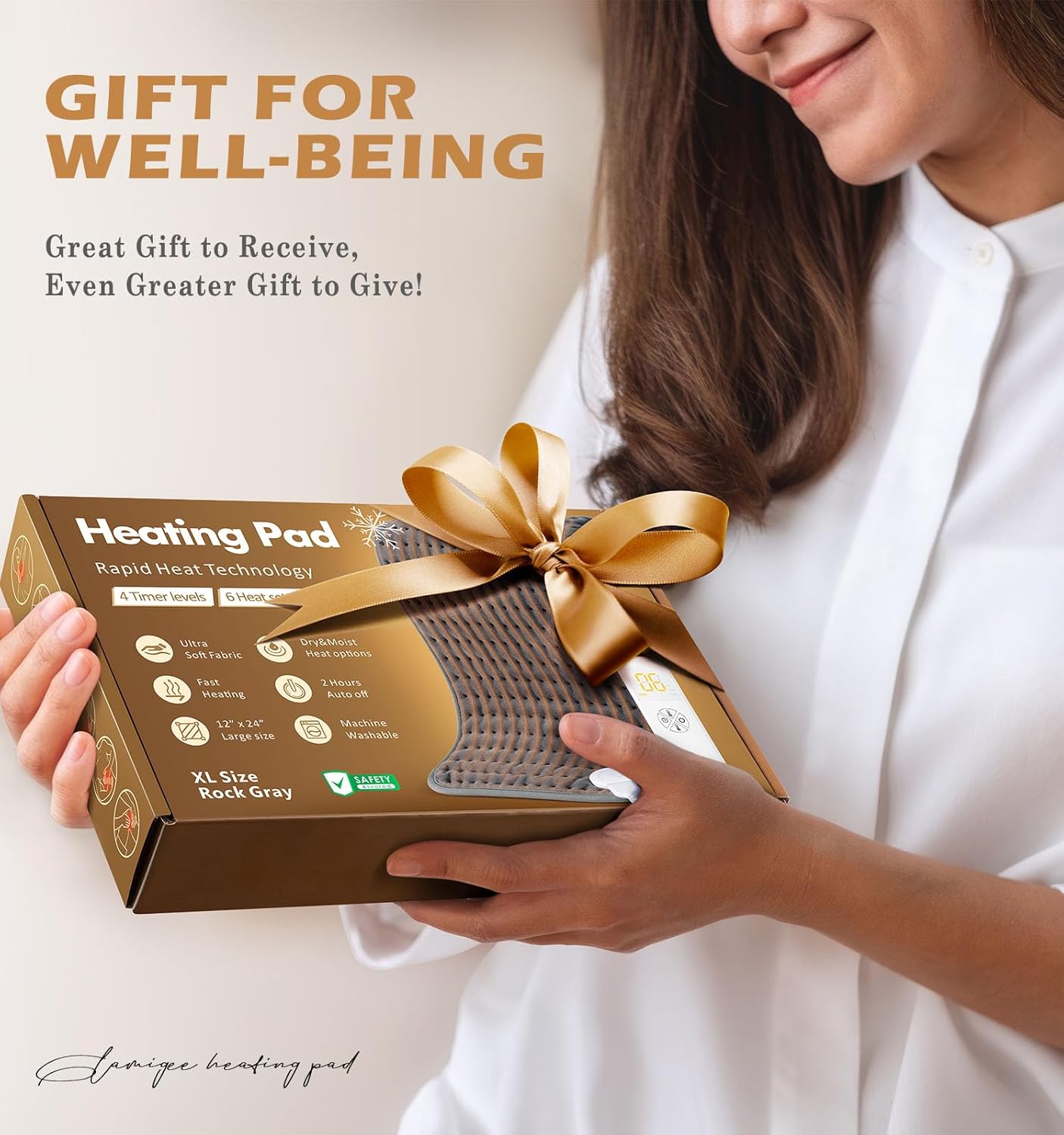 20"x24" XL Heating Pad for Back, Neck & Shoulders, Soft Electric Heating Pad with Moist & Dry Heat, Auto-Off, Machine Washable, Birthday Gifts for Women Wife Mom Her