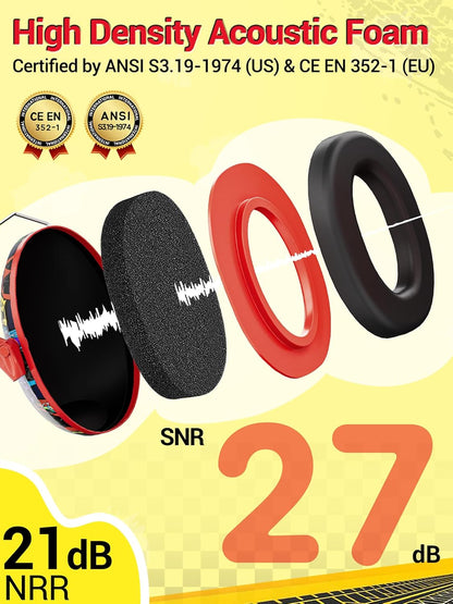 Dr.meter Ear Muffs for Noise Reduction: 27.4SNR Noise Cancelling Headphones for Kids Adults, EM100 Adjustable Hearing Protection Earmuffs for Monster Jam, Autism Sensory, Concerts, Fireworks