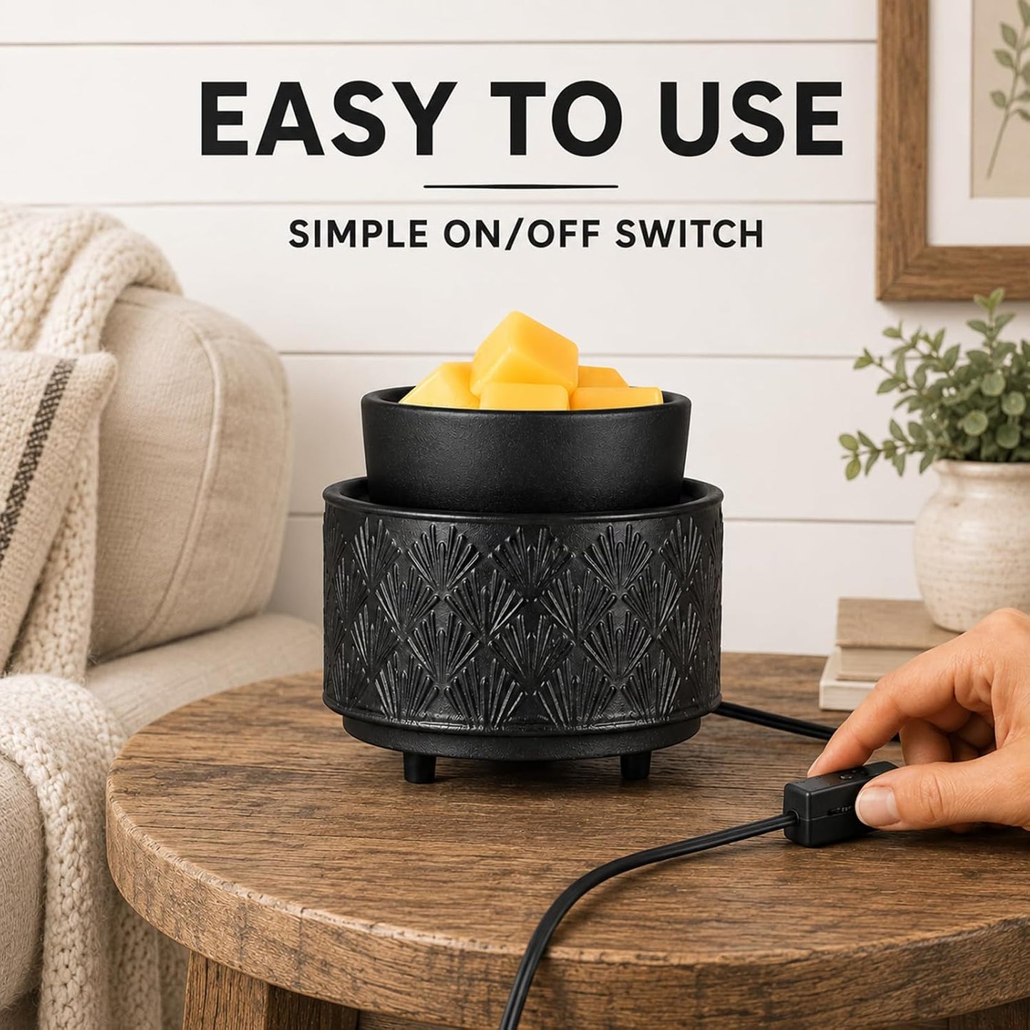 mocosa Ceramic Wax Melt Warmer, 3-in-1 Electric Wax Warmer for Scented Wax Melts, Flameless Candle Wax Burner for Home Fragrance, Bedroom Bathroom Office Decor, Gifts for Women Mom(Beige-Granular)