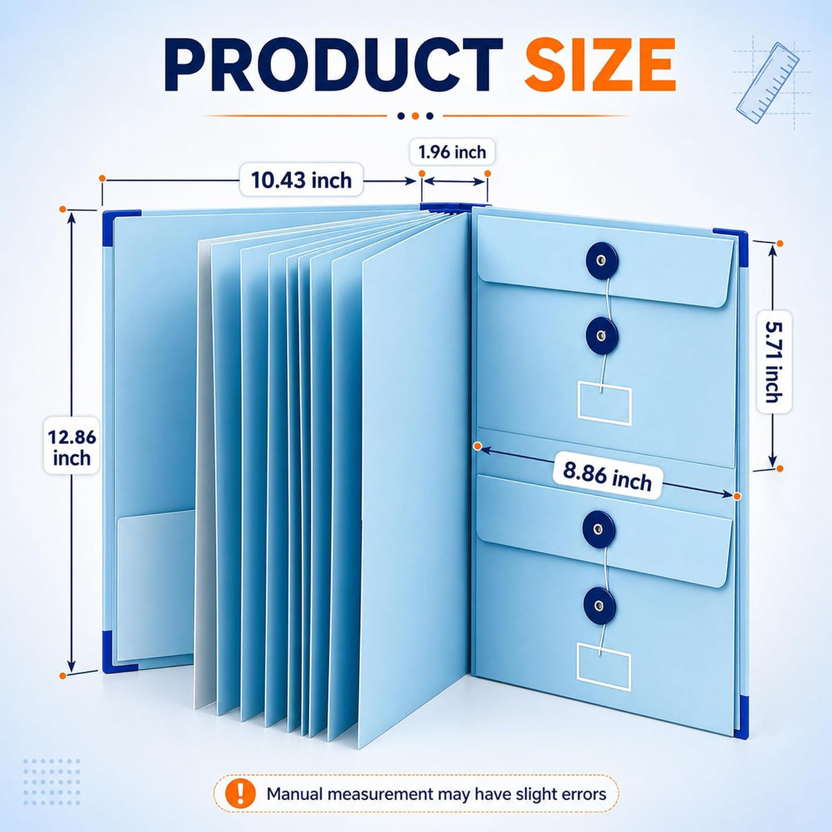 LMADEFLY Important Document Organizer Binder with Labels, Blue