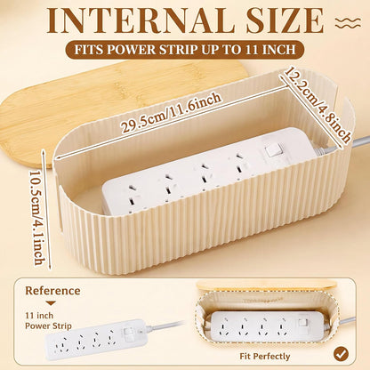 2 Pcs Cable Management Box, Fits Most Power Sockets, 11.8x5.1x4.3 in