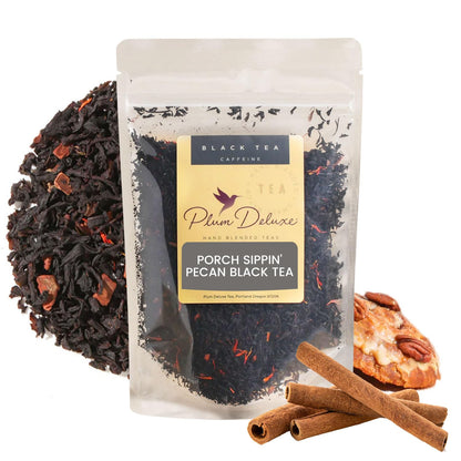 Loose Leaf Tea Sampler – 5 Caffeinated Blends Including Creme Brulee Earl Grey, Peach Oolong, Citrus Mint, Pecan and Floral Black – 75 to 100 Cups – Handcrafted in USA – Plum Deluxe