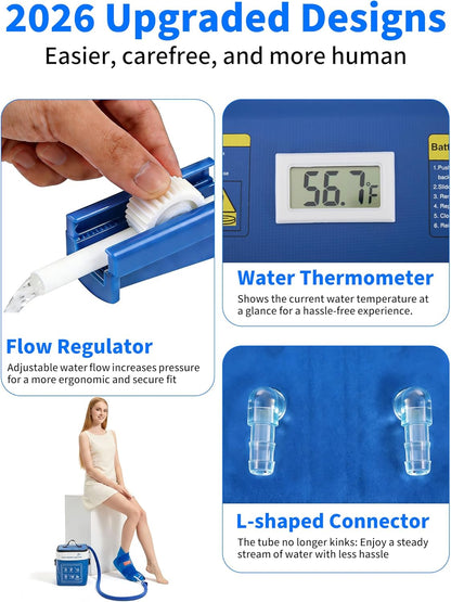 Cold Therapy Machine for Foot Ankle Surgery, Ice Therapy Machine with Pressure Regulator, Timer & Temperature Display, Cryotherapy Unit with Foot Ankle Ice Pack Wrap for Post-Surgery Recovery